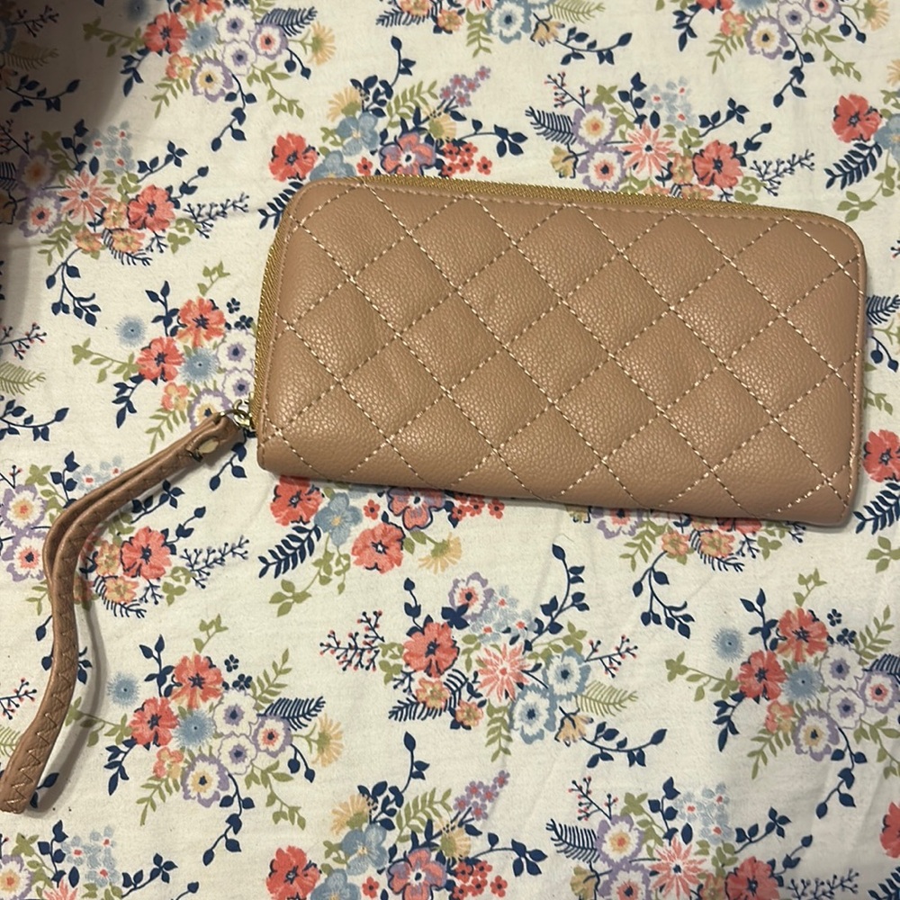 Brown wristlet wallet